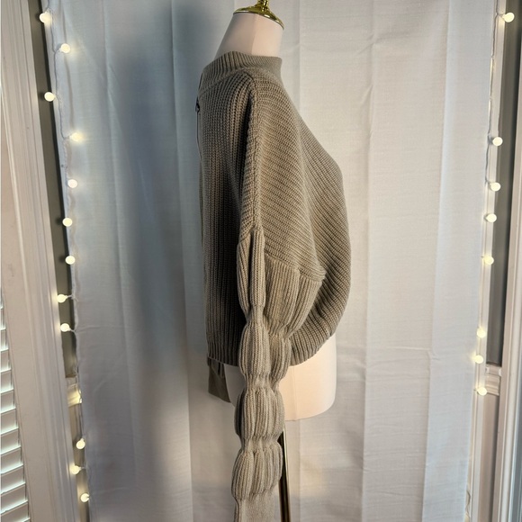 Miou Muse Cowl Neck Cropped Sweater with Tiered Sleeves - Picture 4 of 8